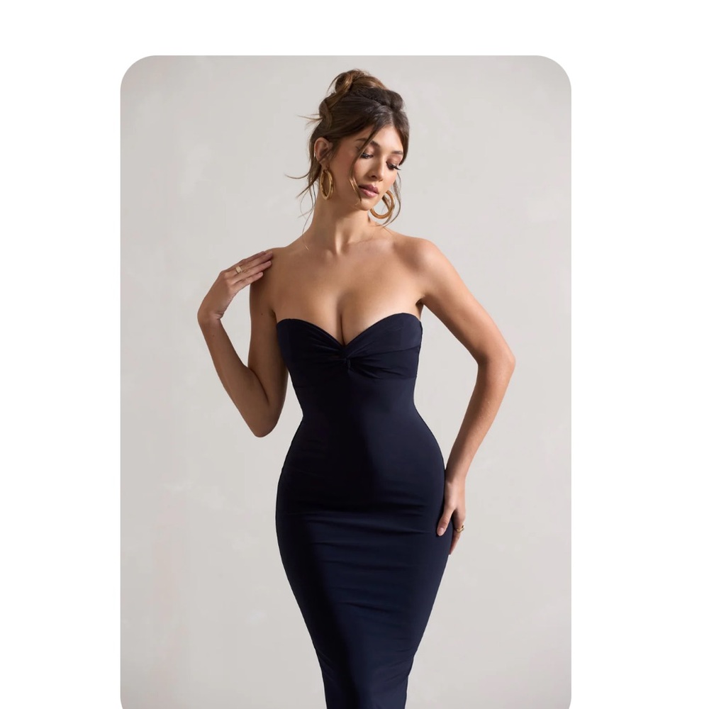 Elegant Navy Strapless Dress